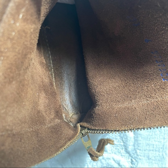 Minnetonka Dusty Brown Suede Hi Top Back Zip Fringe Ankle Booties - Picture 11 of 15